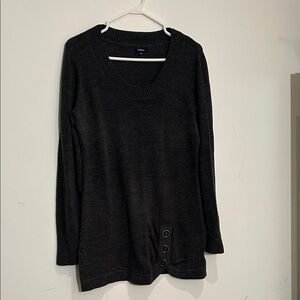 Dark grey Long Sleeve Sweater with Button Detail